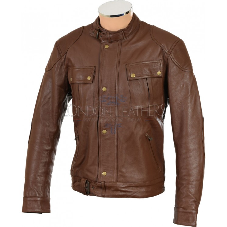 RTX Roadmaster Pure Brown Leather Biker Jacket