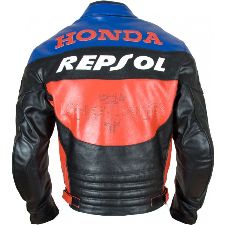 Repsol Gas Blue Leather Motorcycle Jacket