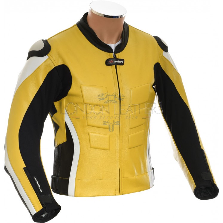 yellow leather motorcycle jacket