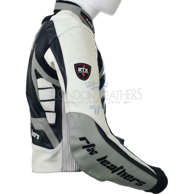 Raptor Grey Motorcycle Leather Biker Jacket