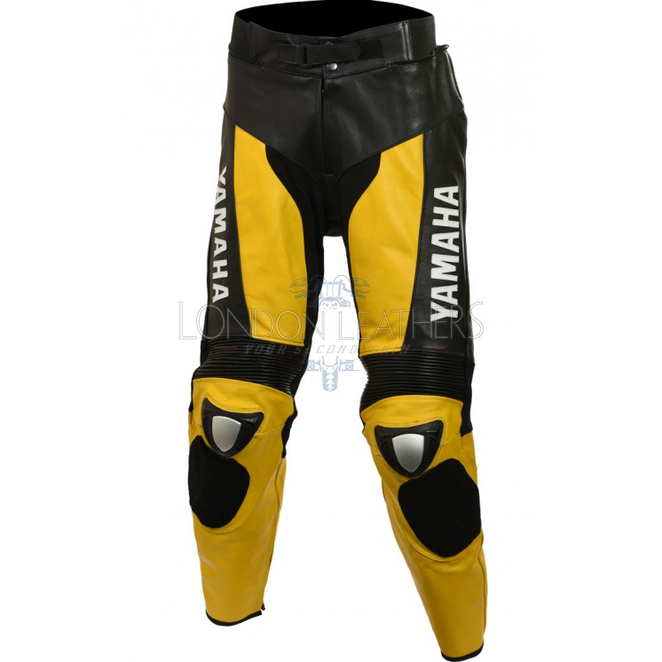 Yamaha Yellow Black Biker Leather Trouser