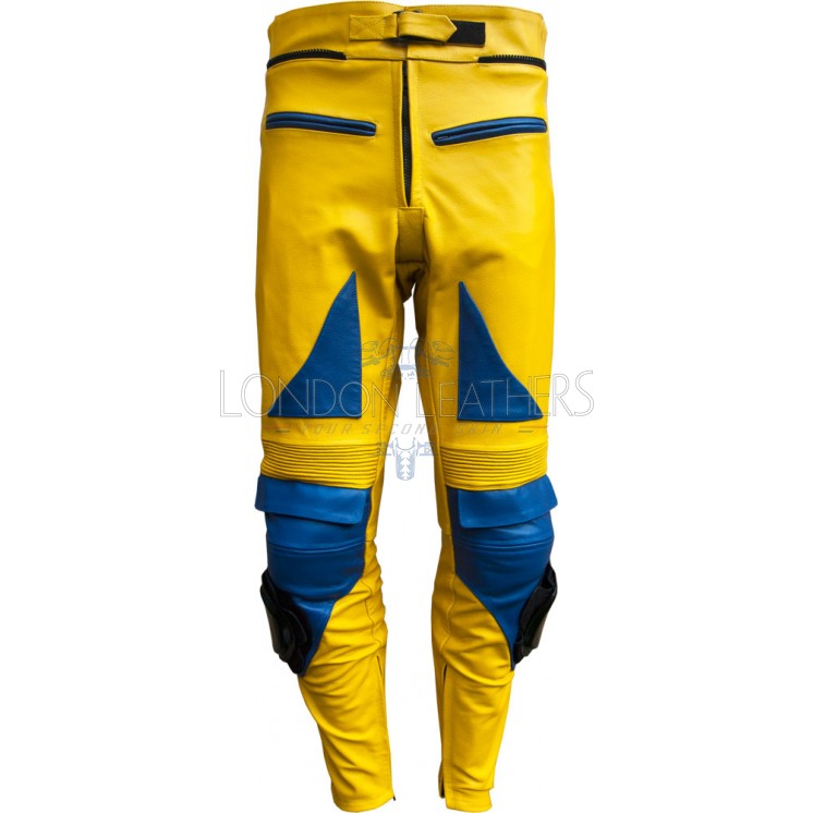 Camel Yellow Leather Motorcycle Trouser